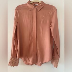 Reiss Pink Blouse with Lace Sleeves